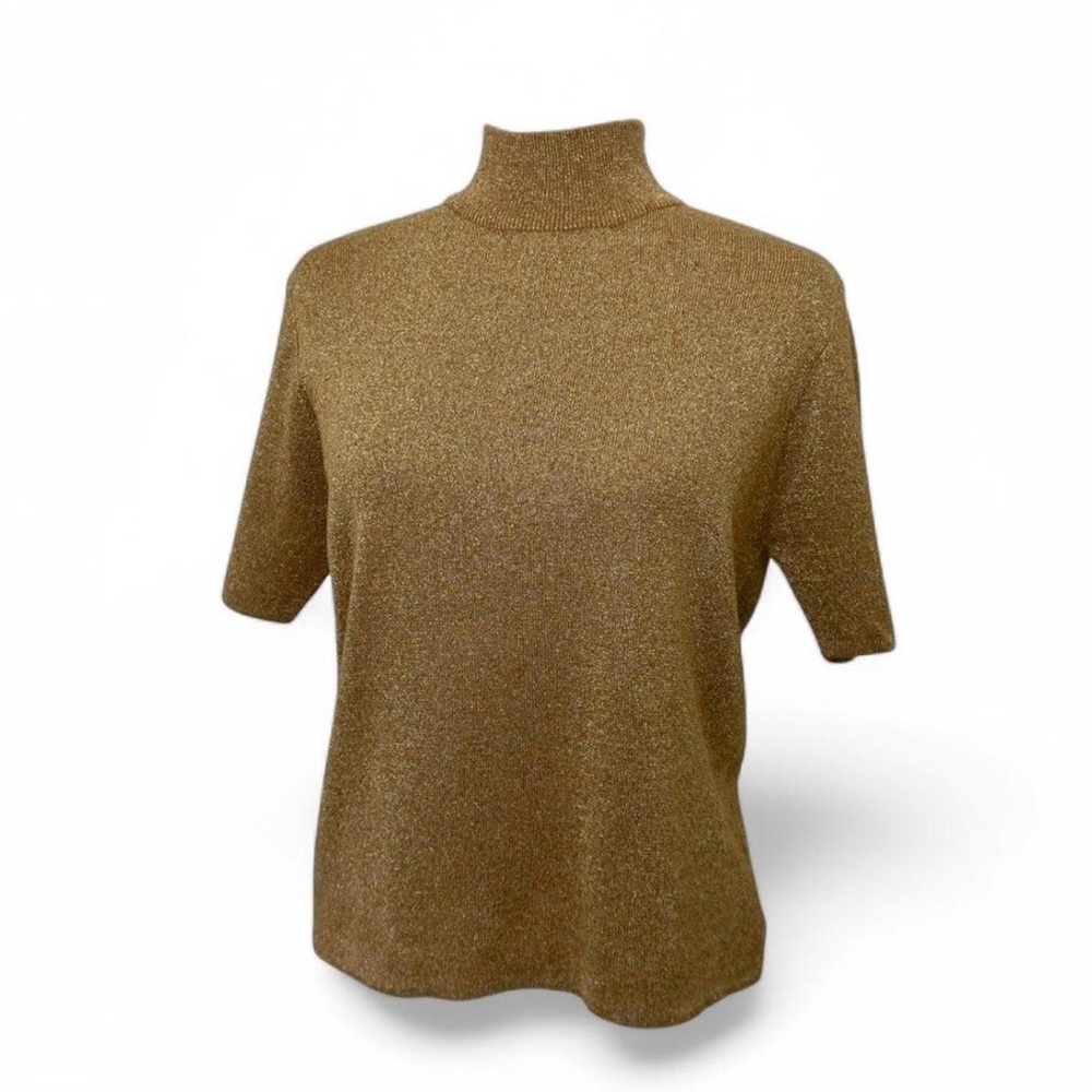 💜 VINTAGE VIA CONDOTTI Gold Metallic Turtleneck (M)
